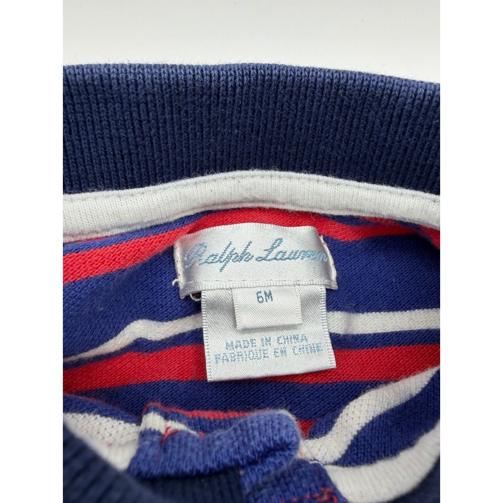 Ralph Lauren Polo Romper Baby Boy 6M Red White Blue Striped Short Sleeve USA - Picture 3 of 7